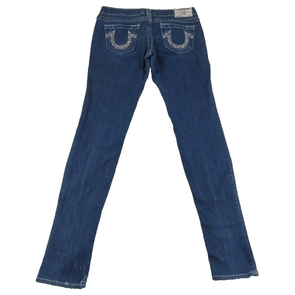 True Religion Stella Skinny Jeans Womens 28 Blue Denim Low Rise Made in USA Y2K